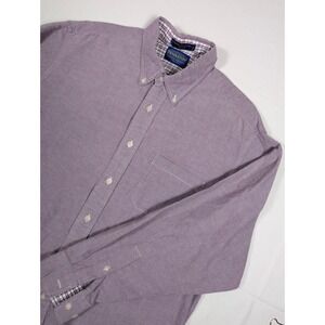 Pendleton Mens Purple Oxford Cloth Button Down Shirt Long Sleeve Cotton Large
